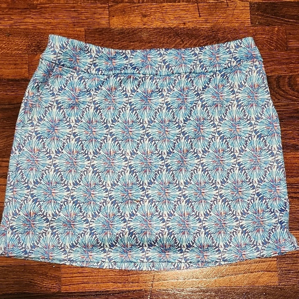 Vineyard Vines Blue Soft Knit Colorful Blue Patterned Skirt Shorts and Pockets